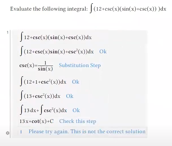 Example: Checking every line of a worked solution